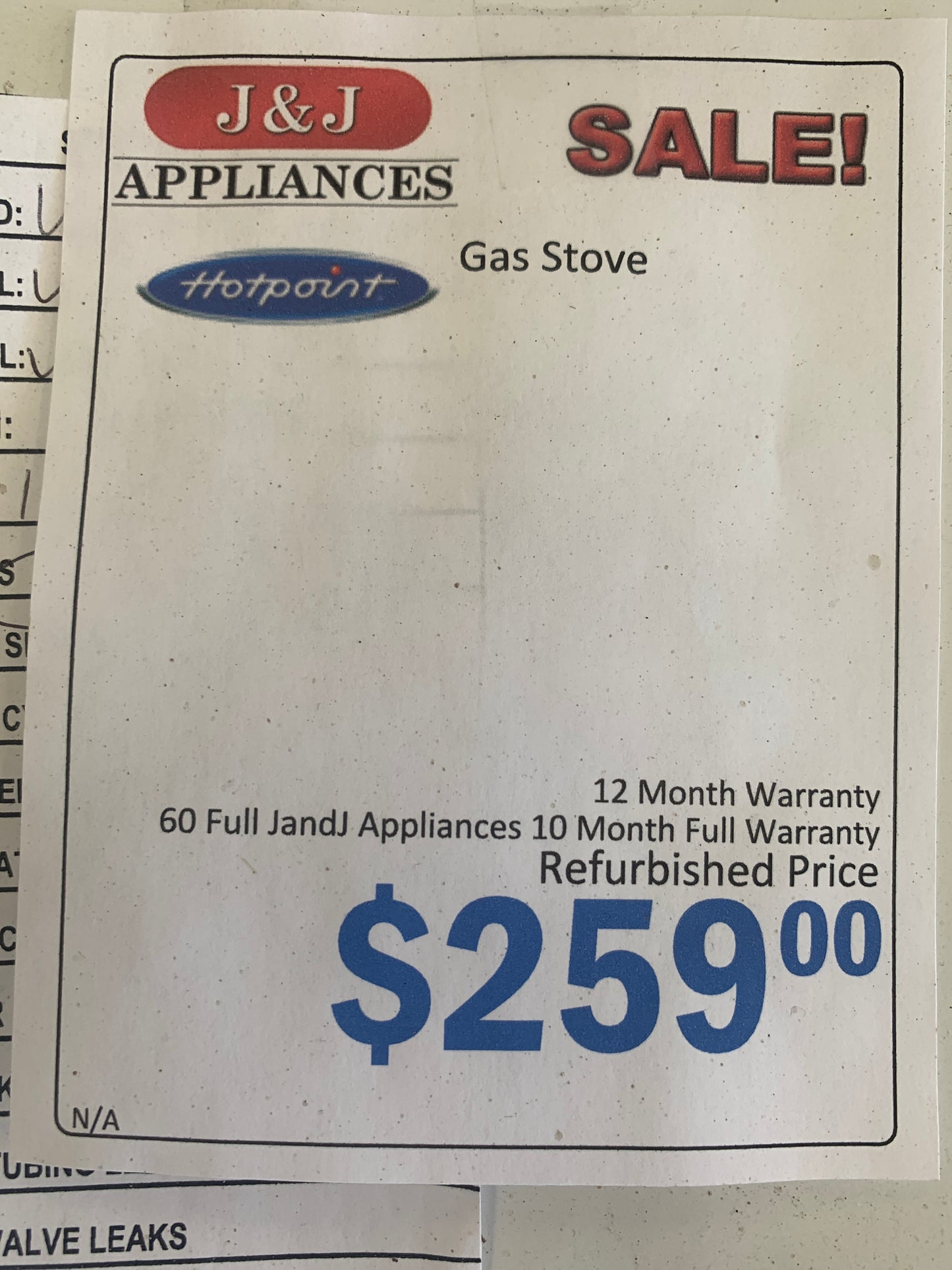 Hotpoint 4 Burner Gas Stove.