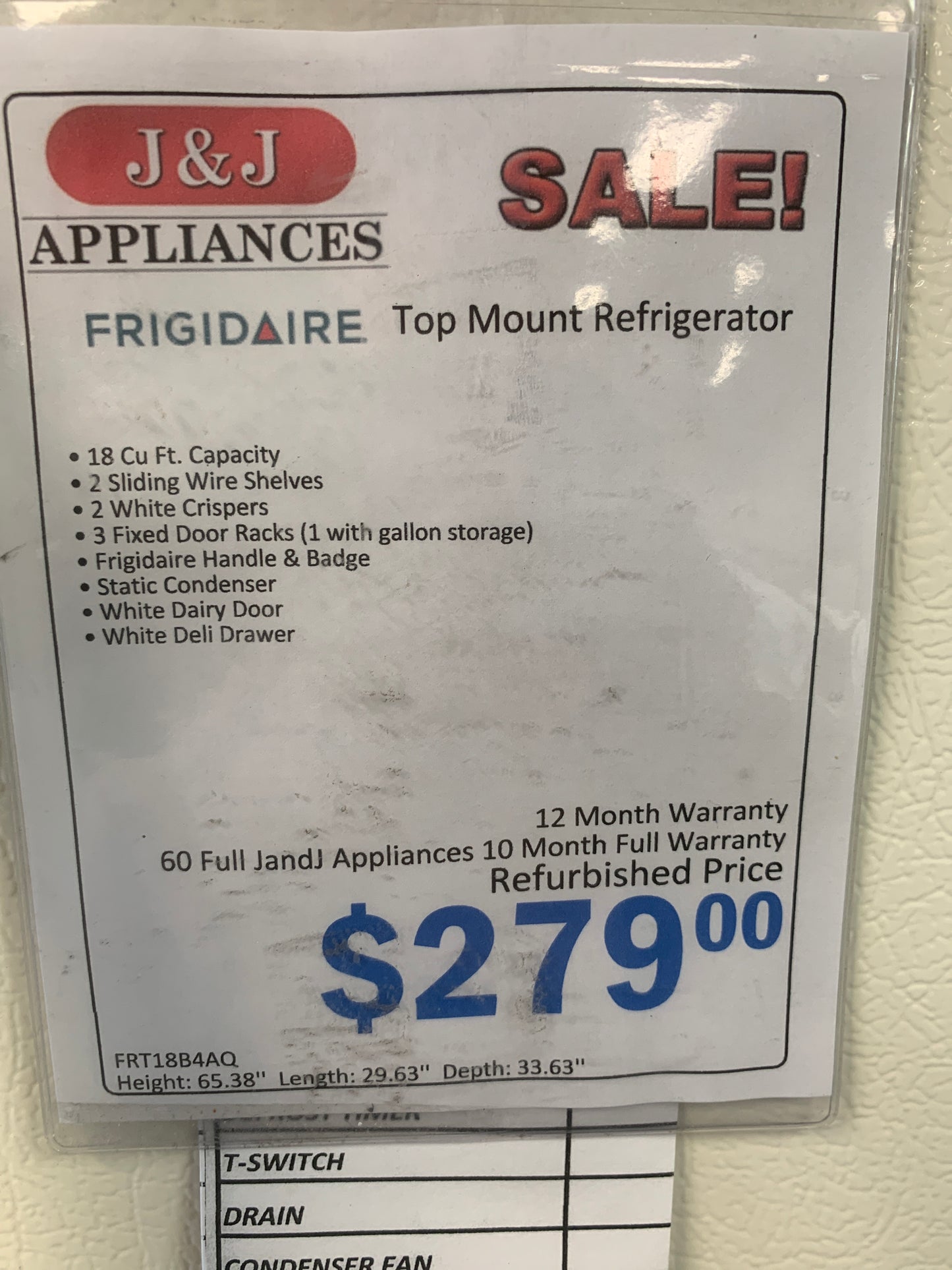 Frigidaire Top Bottom Refrigerator.