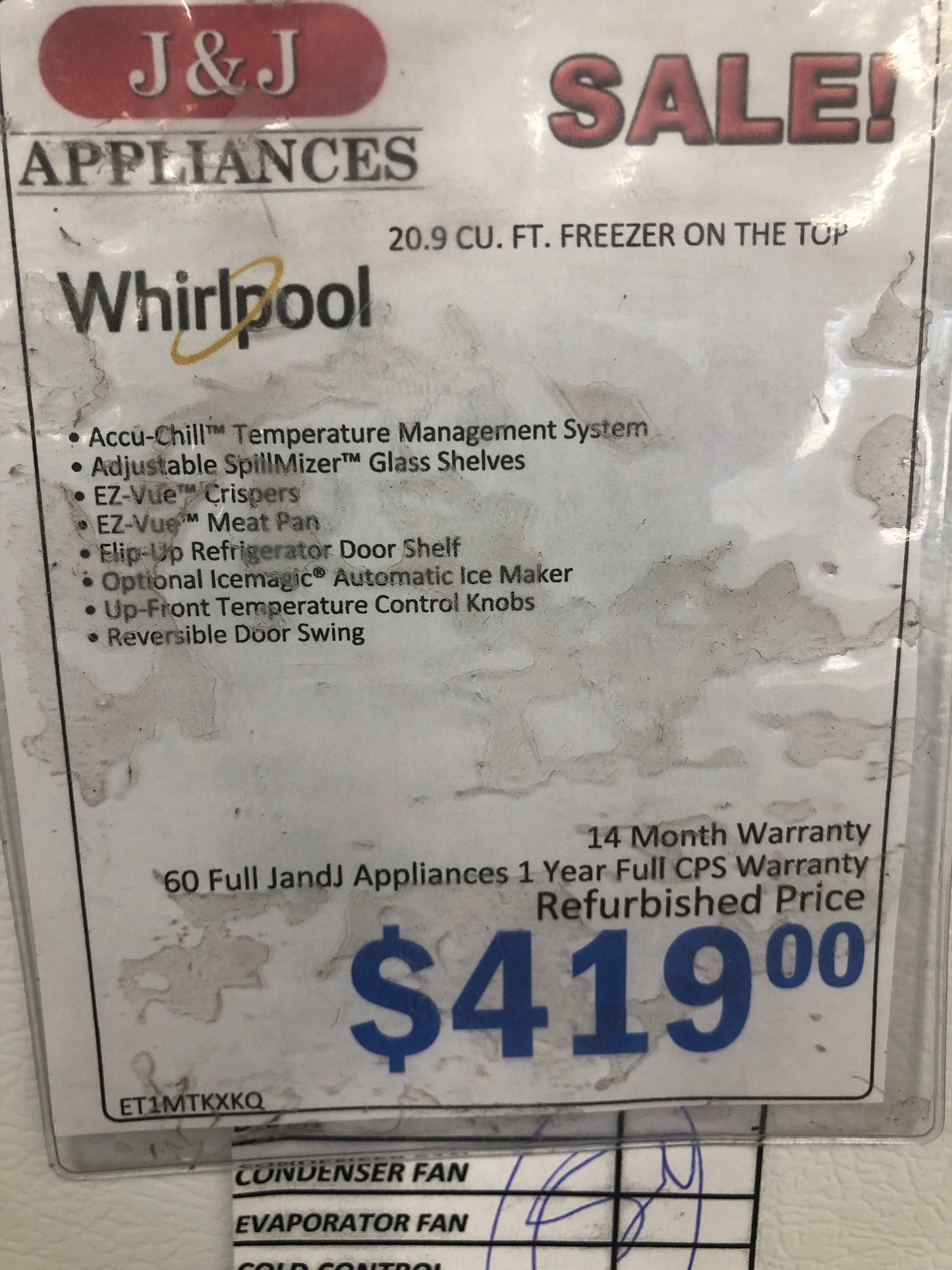 Whirlpool Top Bottom Refrigerator.