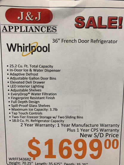 Whirlpool French Door Refrigerator**NEW**