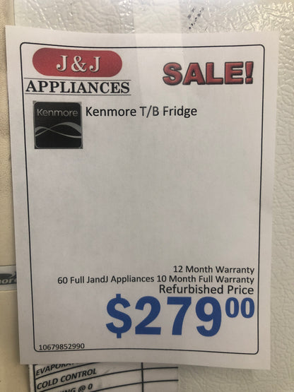 Kenmore Top Bottom Refrigerator.