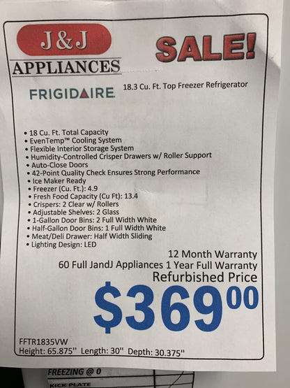 Frigidaire Top Bottom Refrigerator.