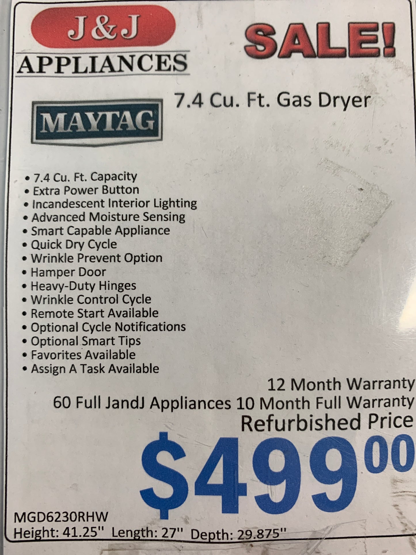 Maytag Gas Dryer.