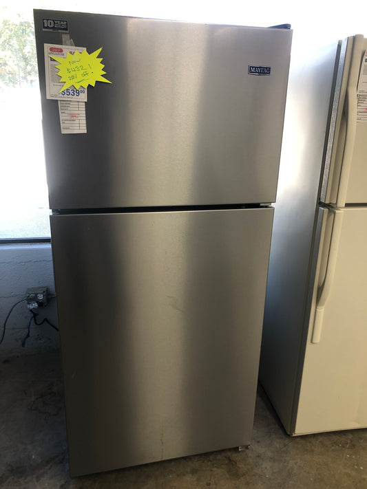 Maytag Stainless Steel Top Bottom Refrigerator.