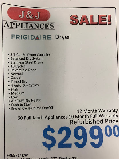 Frigidaire Electric Dryer.