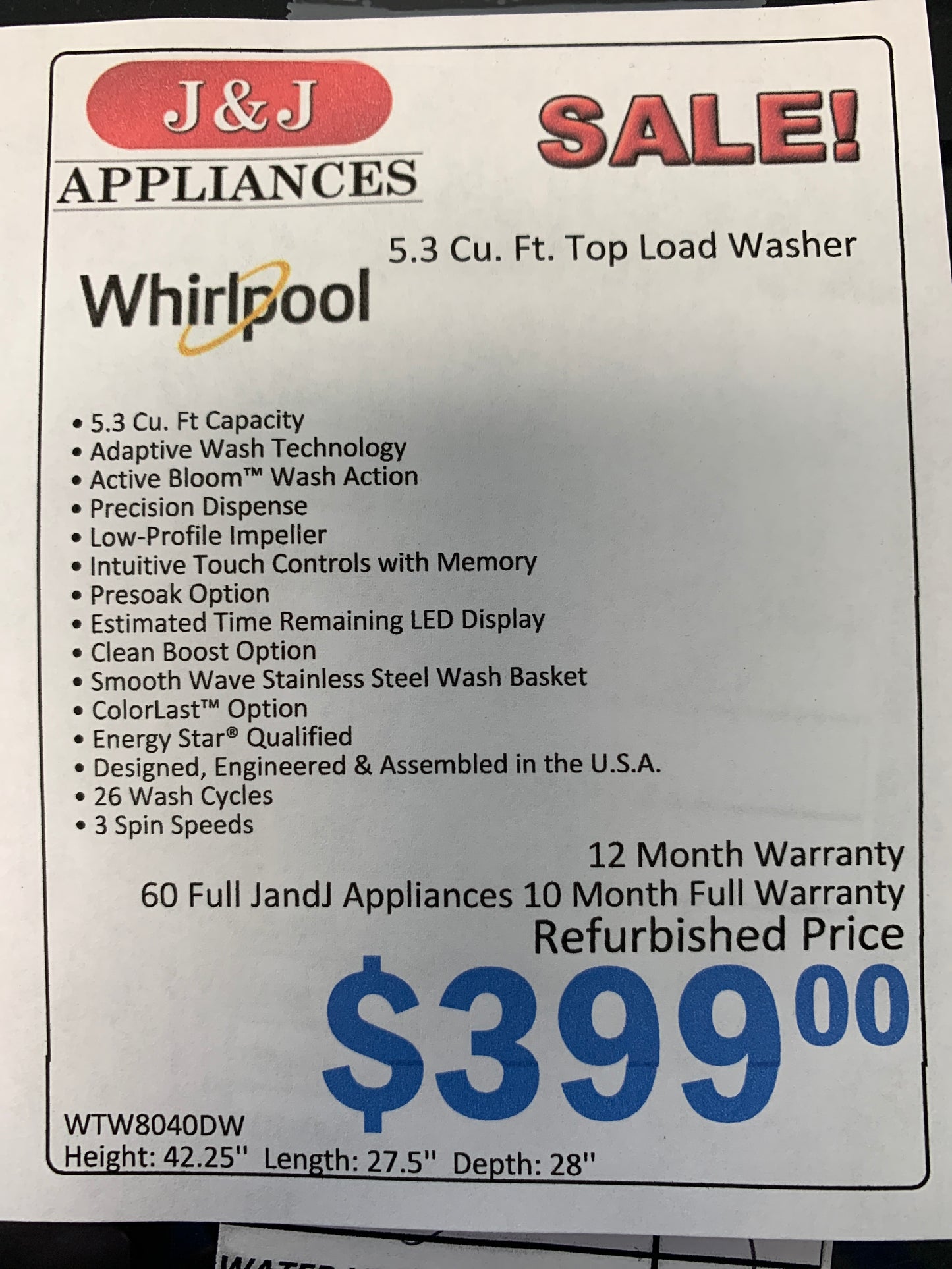 Whirlpool Washer.