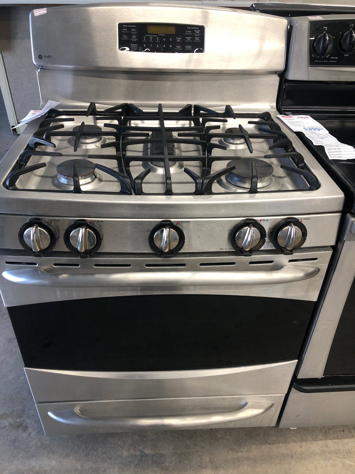 GE Profile Stainless Steel Gas Range.