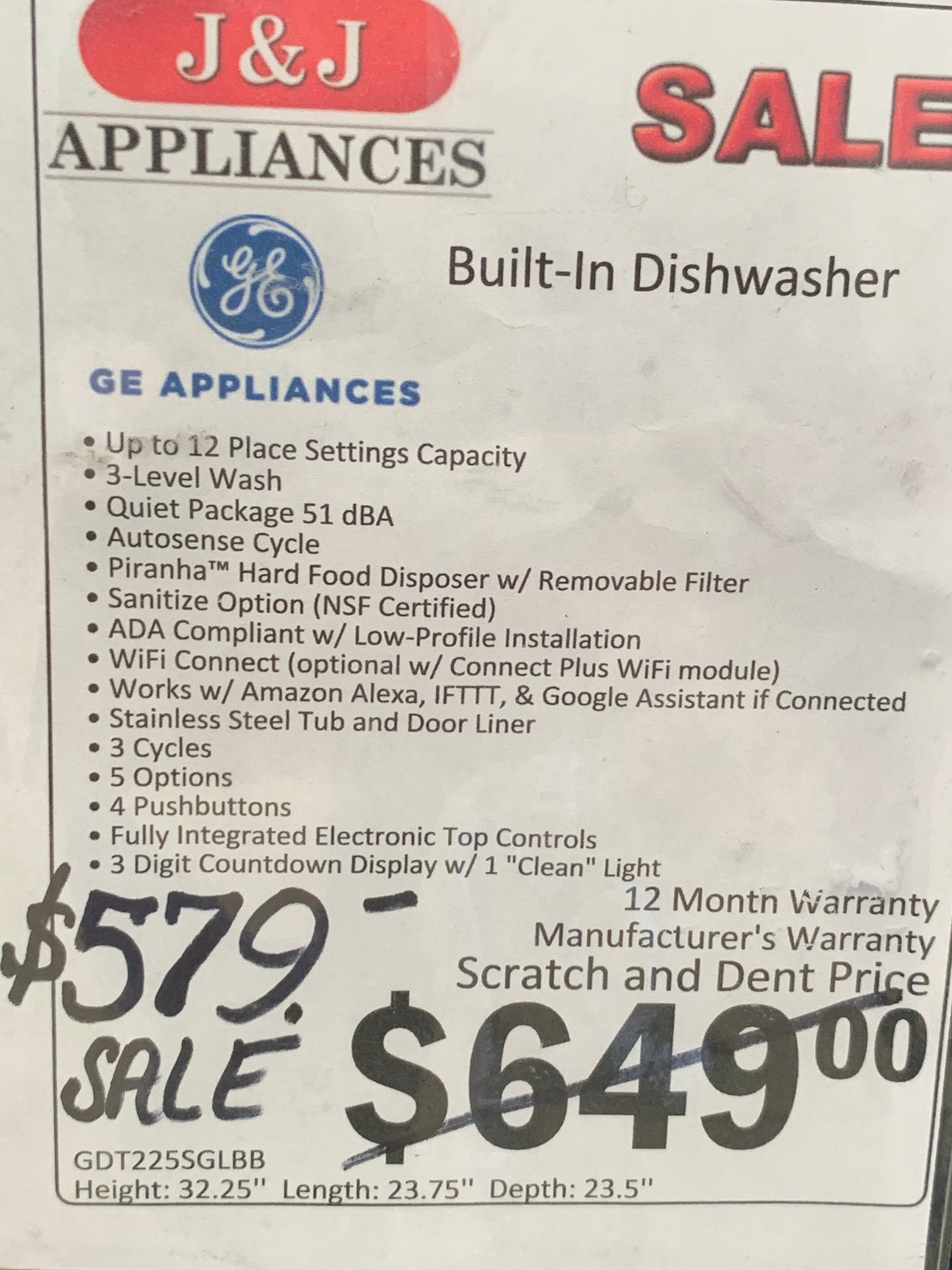 GE Black Dishwasher.