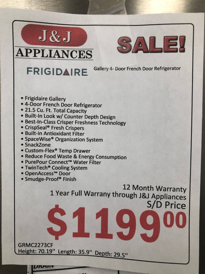 Frigidaire 4 Door Refrigerator.