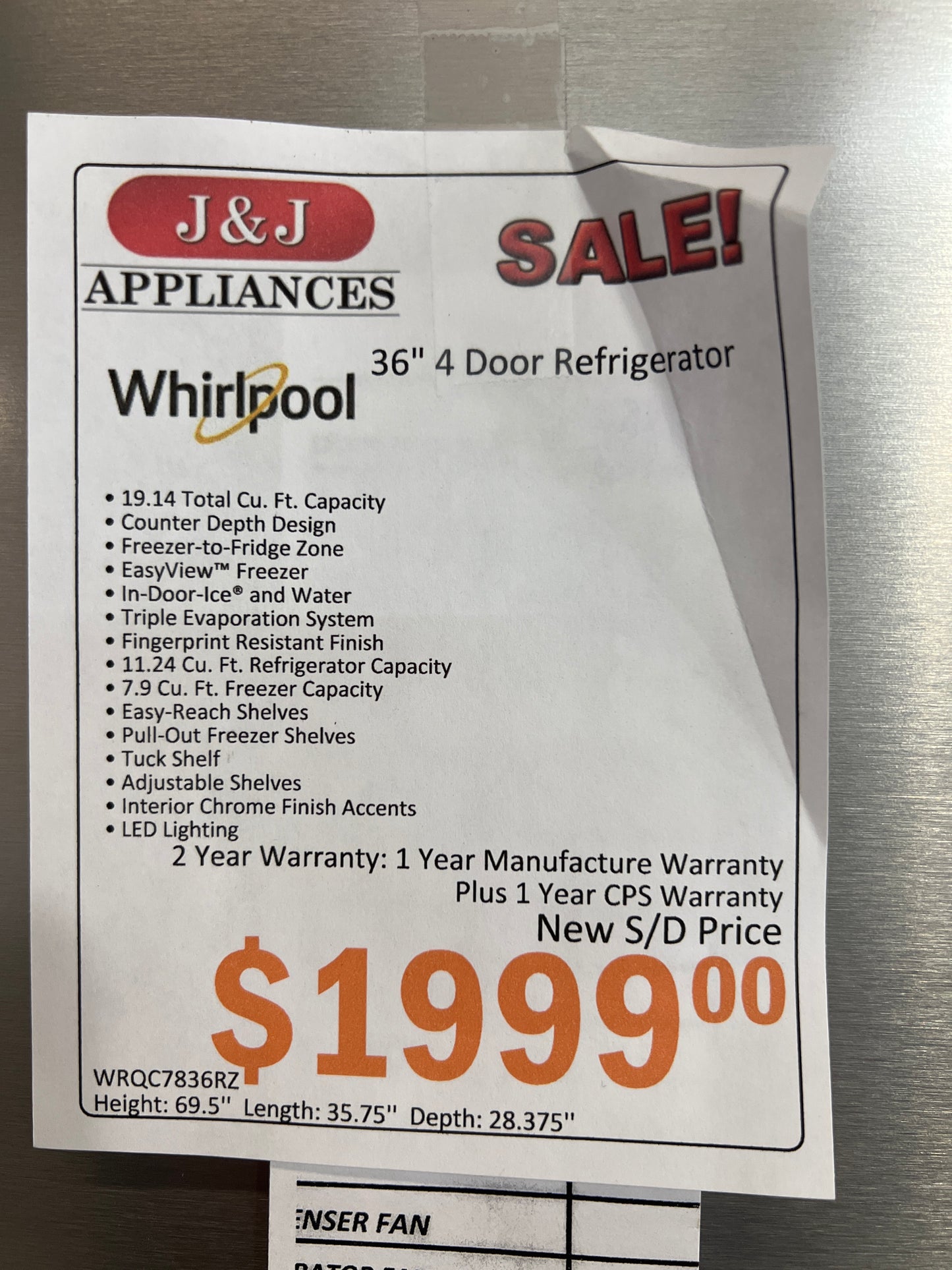 Whirlpool Refrigerator**NEW**