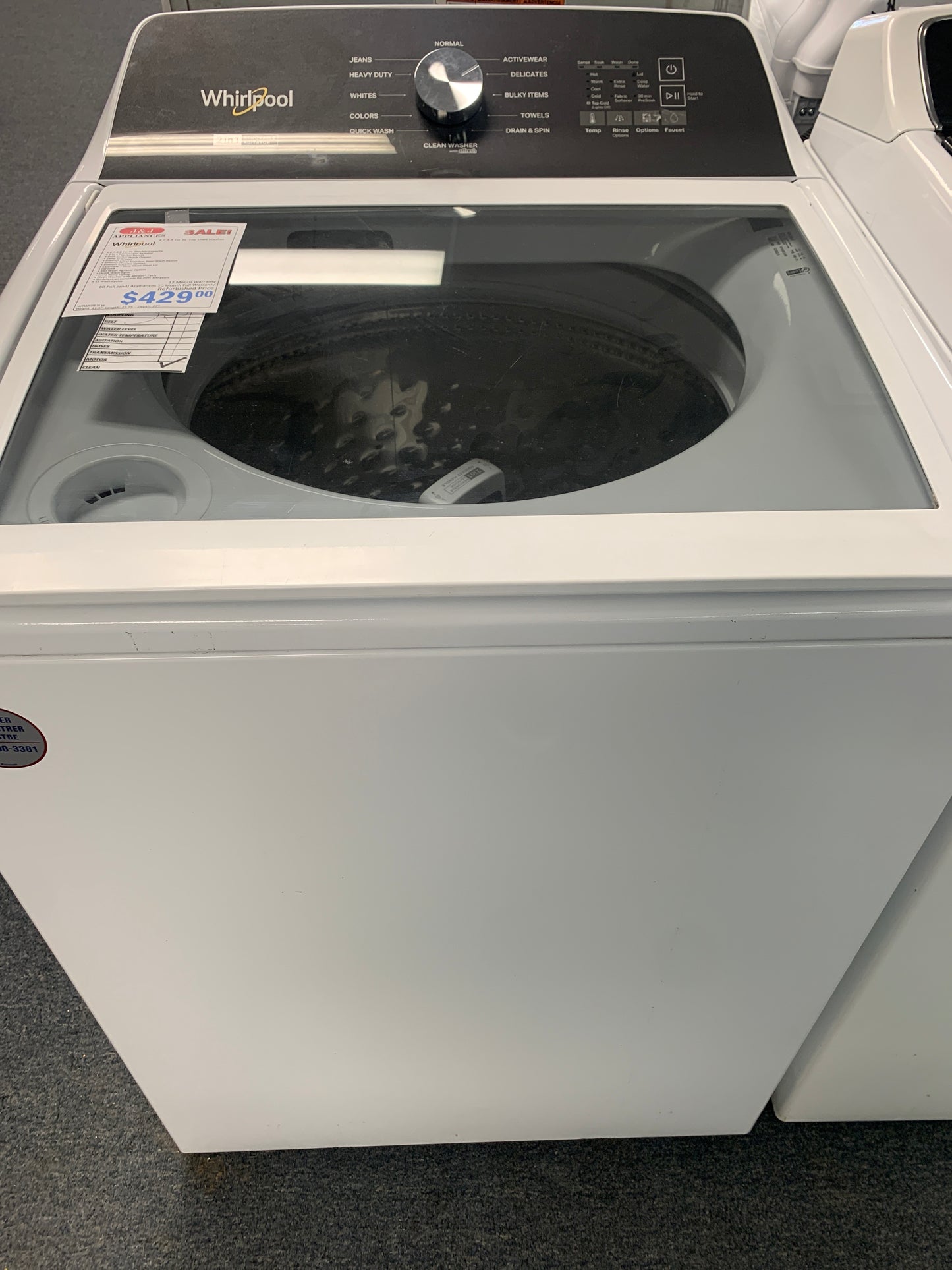 Whirlpool  Top/Load White Washer.