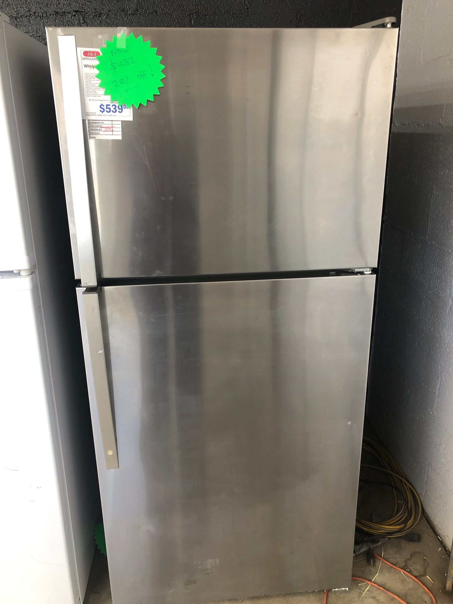 Whirlpool Stainless Top Bottom Refrigerator.