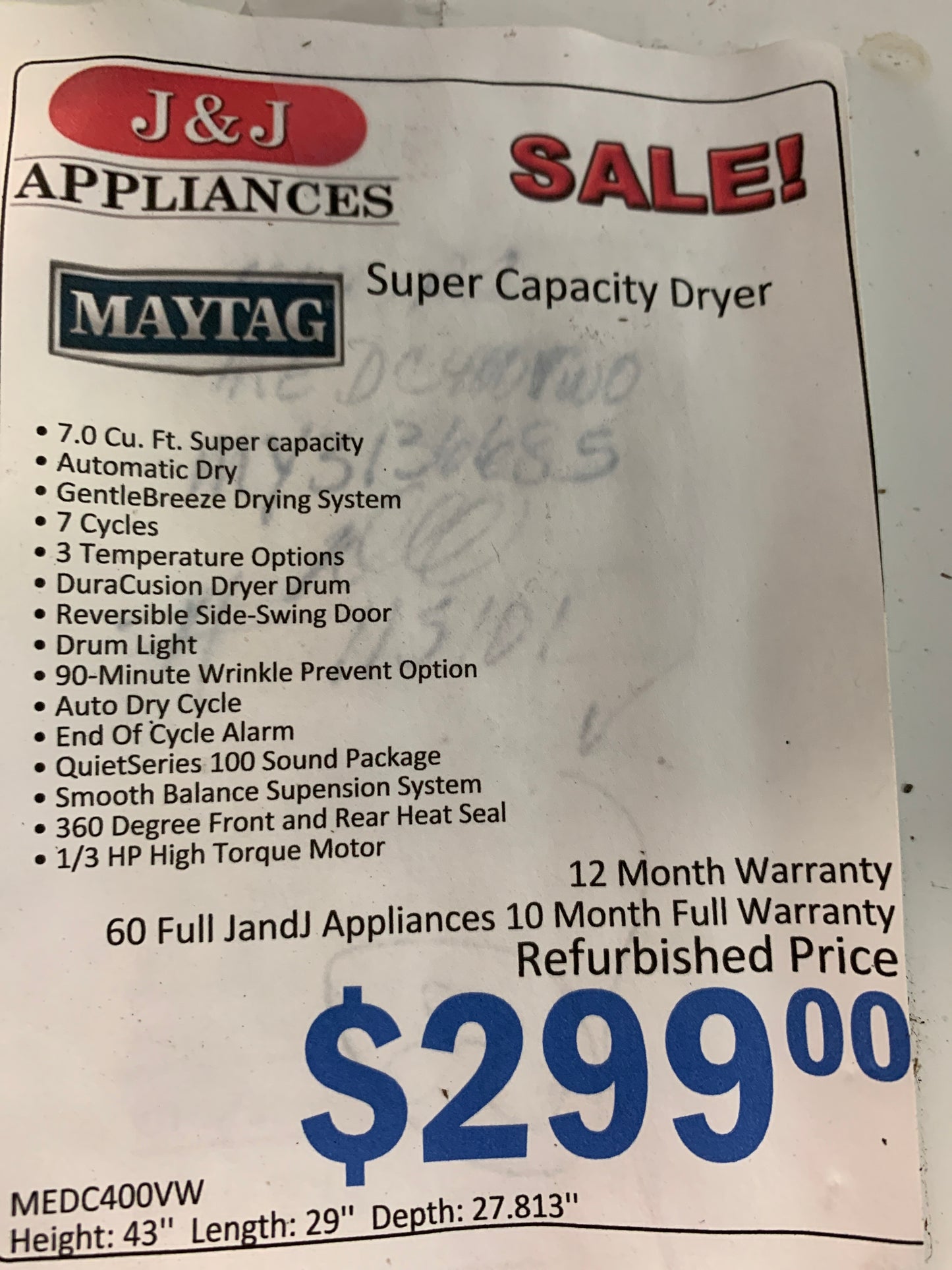 Maytag Electric Dryer.