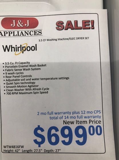 Whirlpool Washer and Dryer Set.