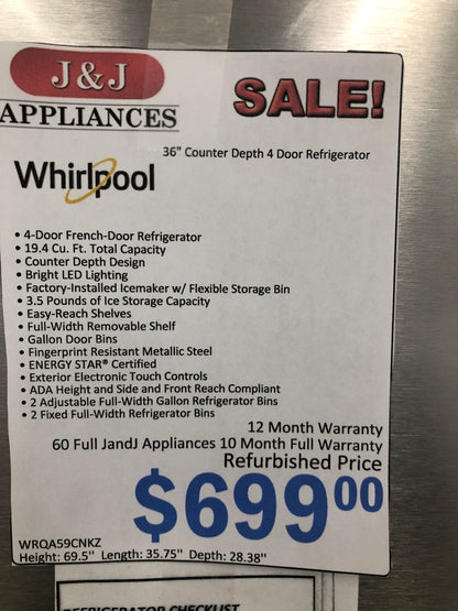 Whirlpool 4 Door Refrigerator.