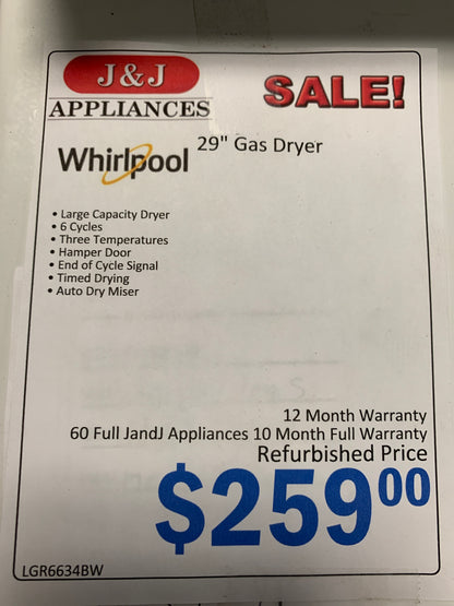 Whirlpool Gas Dryer.