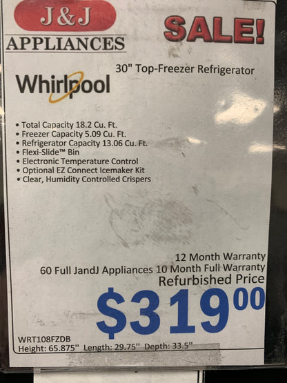 Whirlpool Black Top Bottom Refrigerator.