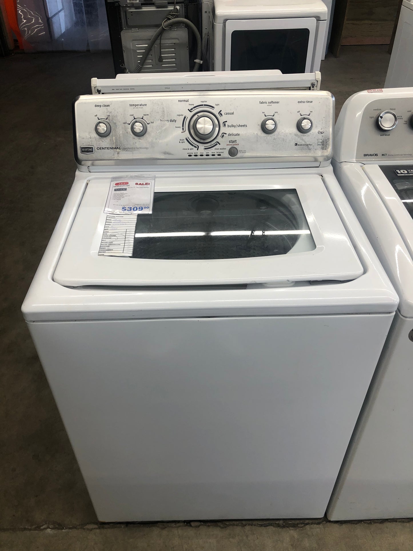 Maytag White Glass Top Load Washer