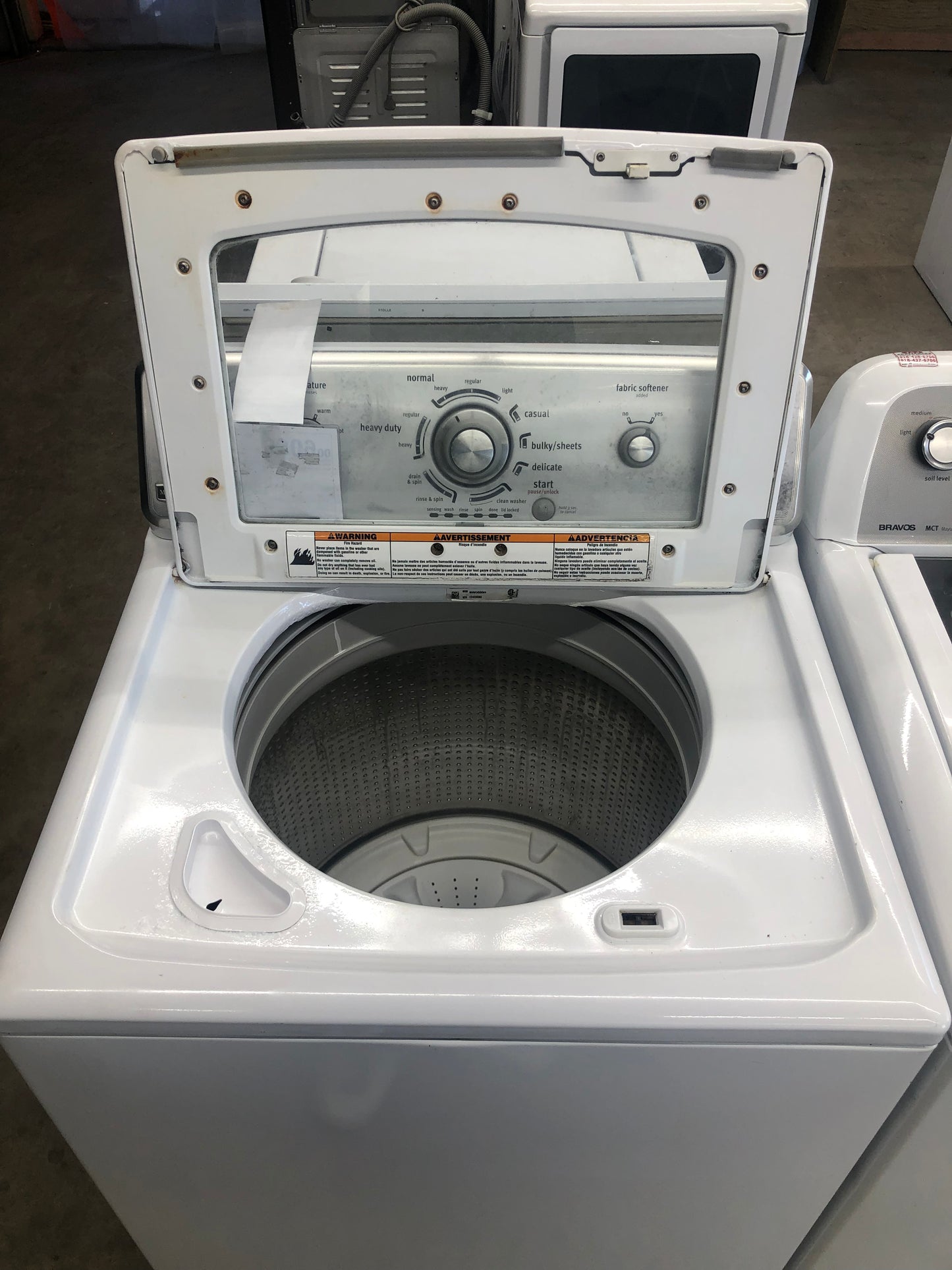 Maytag White Glass Top Load Washer