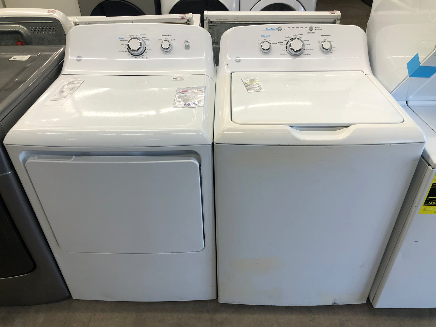 GE White Top Load Washer And Electric Dryer Set