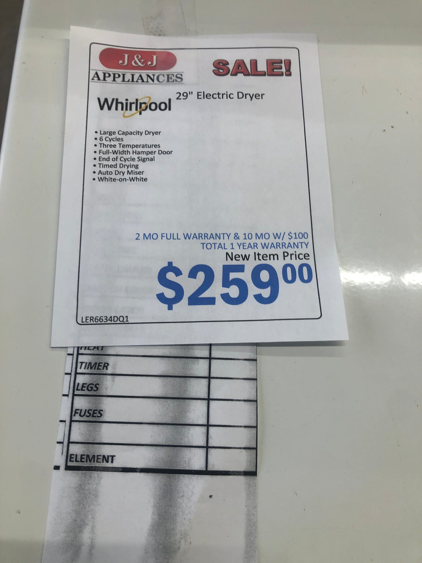 Whirlpool White Electric Dryer