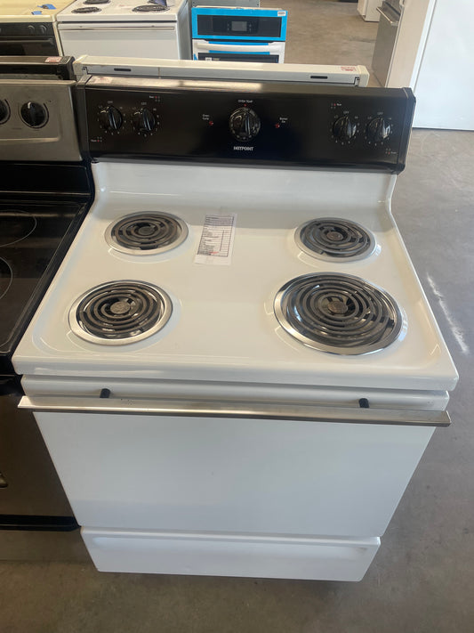 GE Black And White Electric Stove